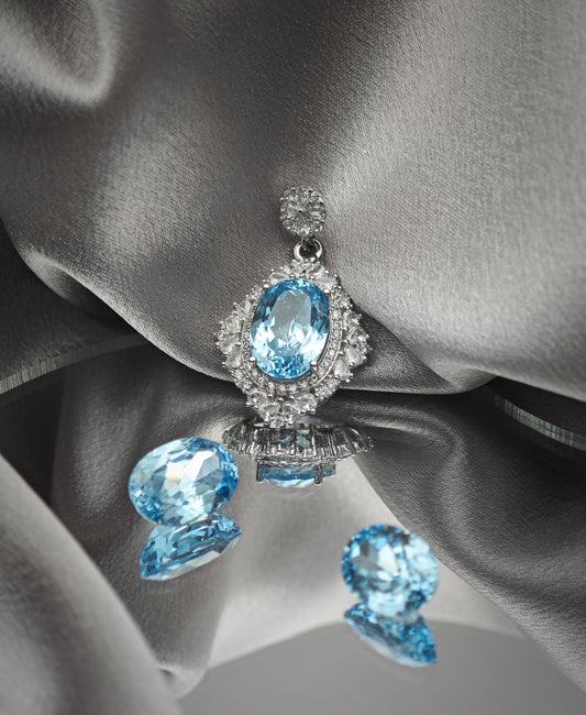 8ct Oval Lab-Grown Aquamarine Center Stone—Customized Pendant Necklace