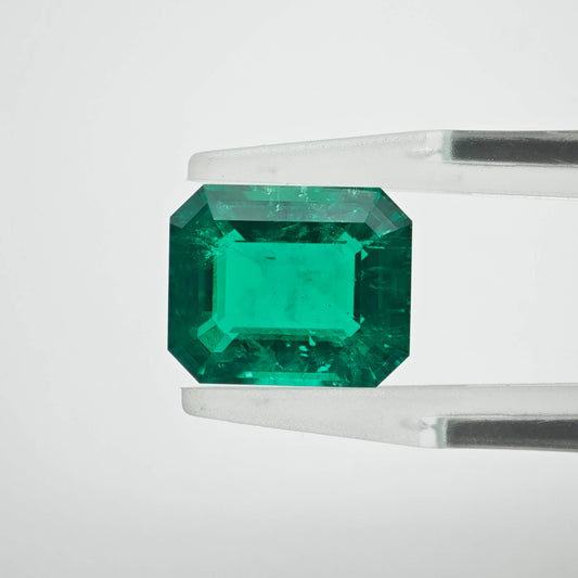 3.8ct Lab-grown Emerald Columbia Green Color Emerald Cut Loose Gemstone
