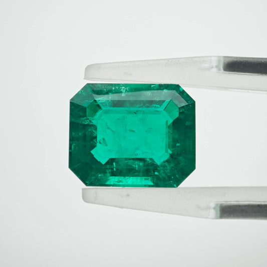 3.8ct Lab-grown Emerald Columbia Green Color Emerald Cut Loose Gemstone