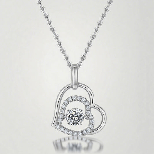 Heart to Heart Moissanite Pendant Necklace in Sterling Silver
