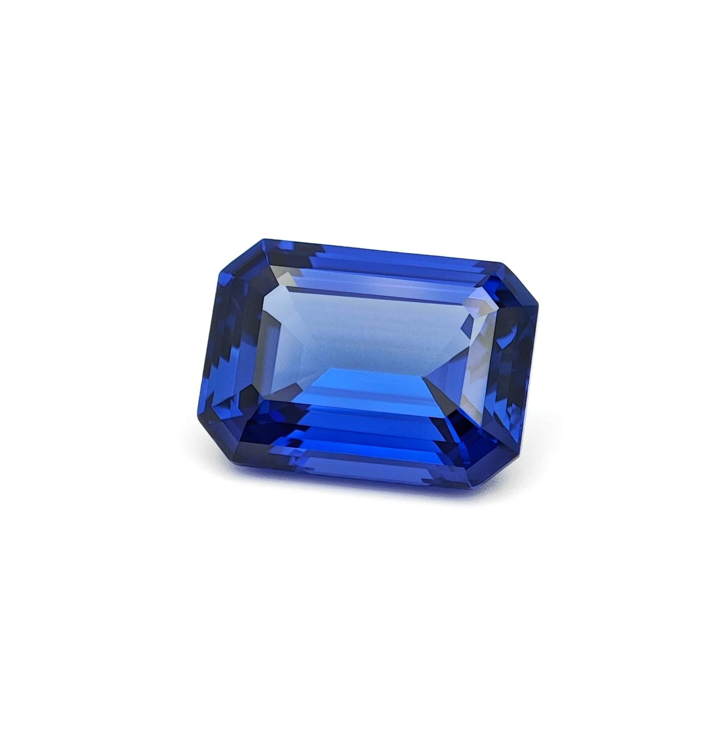 Lab grown Royal Blue Sapphire Emerald cut Loose stone 9.7ct 10x14mm