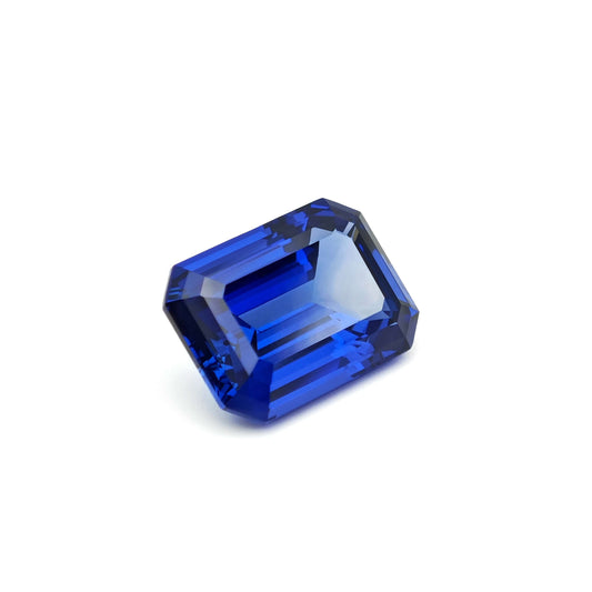 Lab grown Royal Blue Sapphire Emerald cut Loose stone 9.7ct 10x14mm
