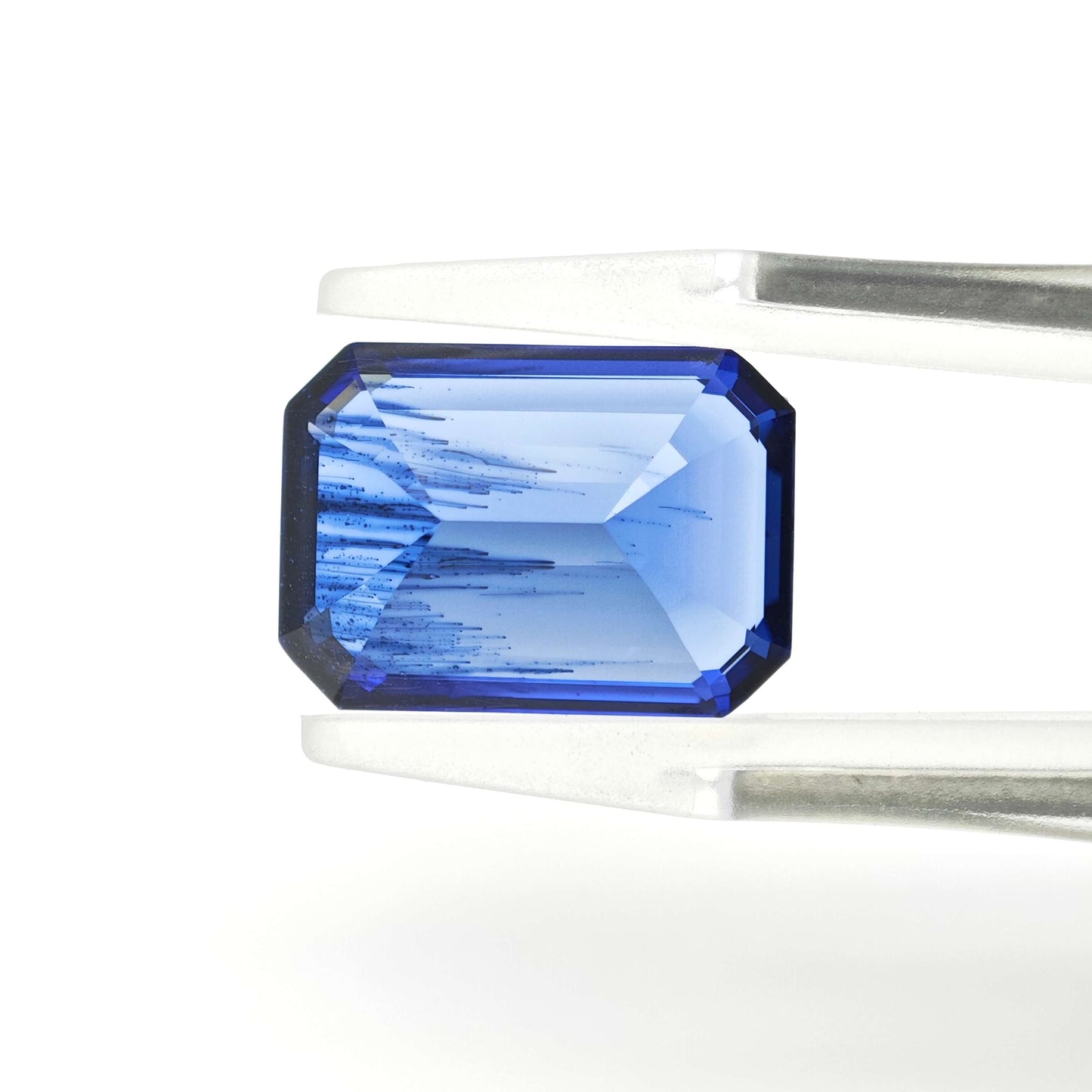 CheraJewelry Lab grown Royal Blue Sapphire Emerald cut 10x14mm