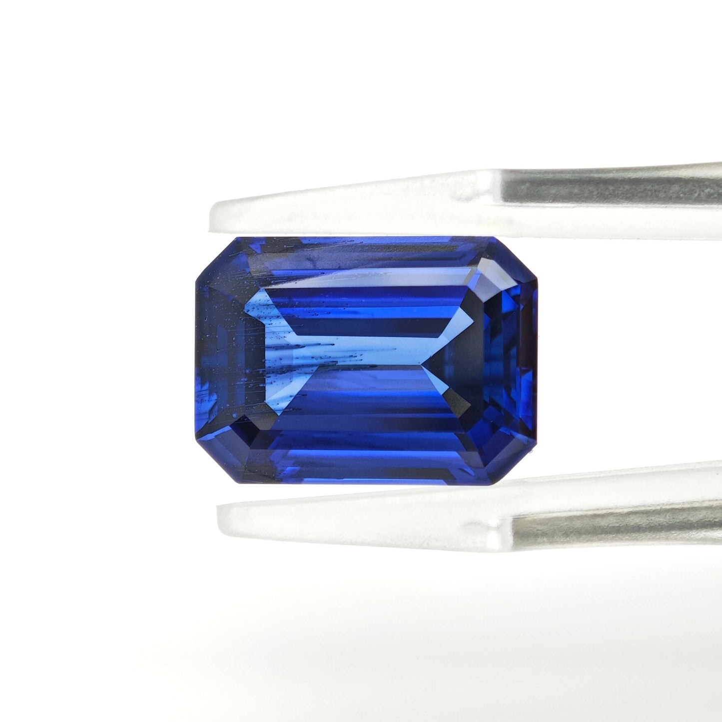 CheraJewelry Lab grown Royal Blue Sapphire Emerald cut 10x14mm