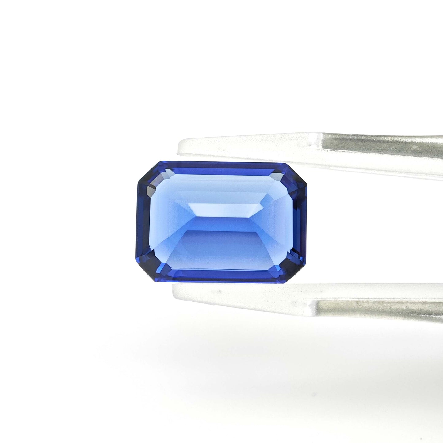 Lab grown Royal Blue Sapphire Emerald cut Loose stone 9.7ct 10x14mm