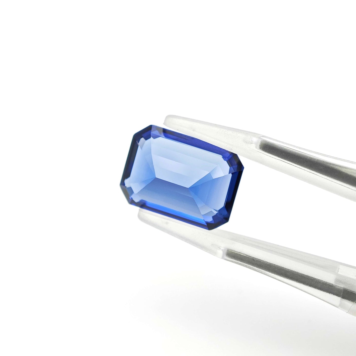 Lab grown Royal Blue Sapphire Emerald cut Loose stone 9.7ct 10x14mm