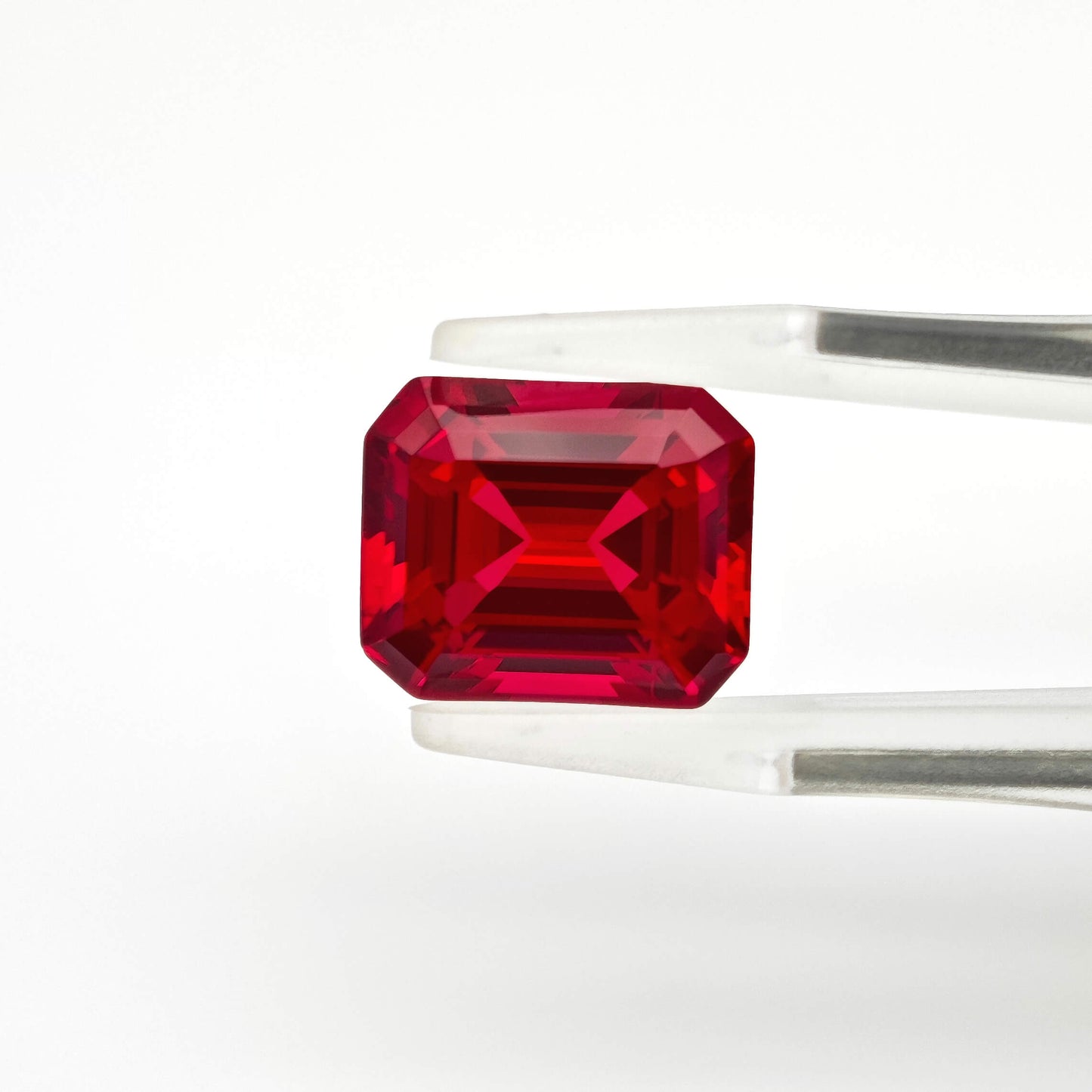 CheraJewelry Lab grown Ruby Emerald cut Loose stone 8.02ct 10x12mm