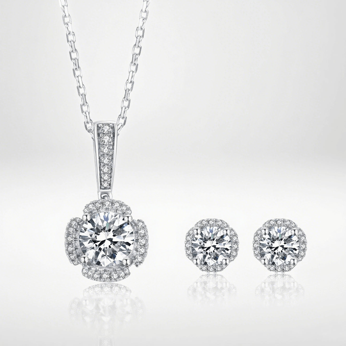 Elegance Moissanite Jewelry Set – Ring, Earrings & Pendant Necklace in Sterling Silver