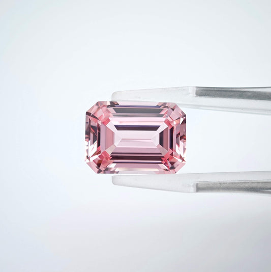 Lab grown Pink Sapphire Emerald Cut Sakura Light Pink Color 9.66ct