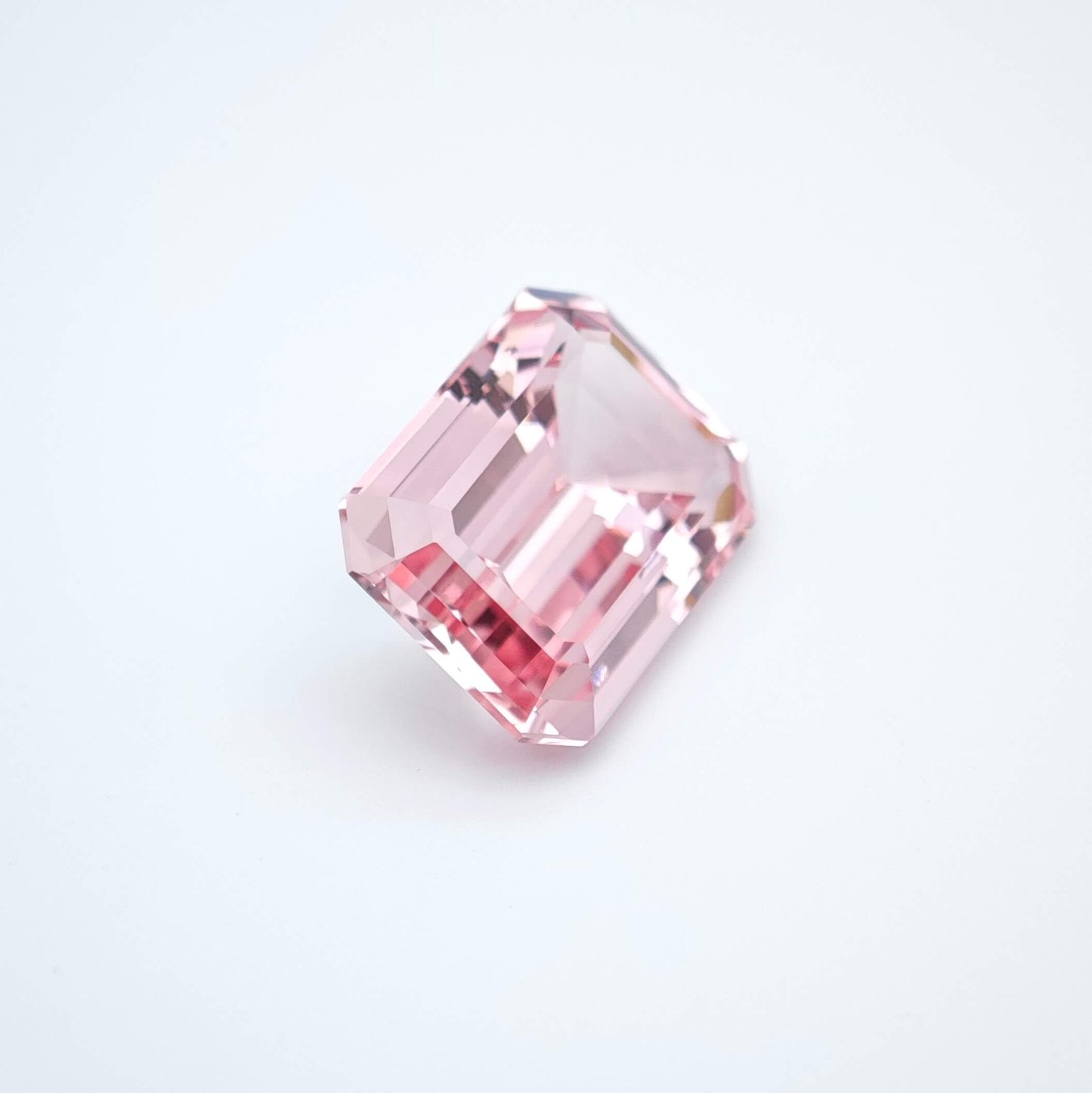 Lab grown Pink Sapphire Emerald Cut Sakura Light Pink Color 9.66ct
