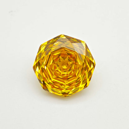 21ct Fancy Cut Champagne Yellow Color Cubic Zirconia  Rose Cut 14mm