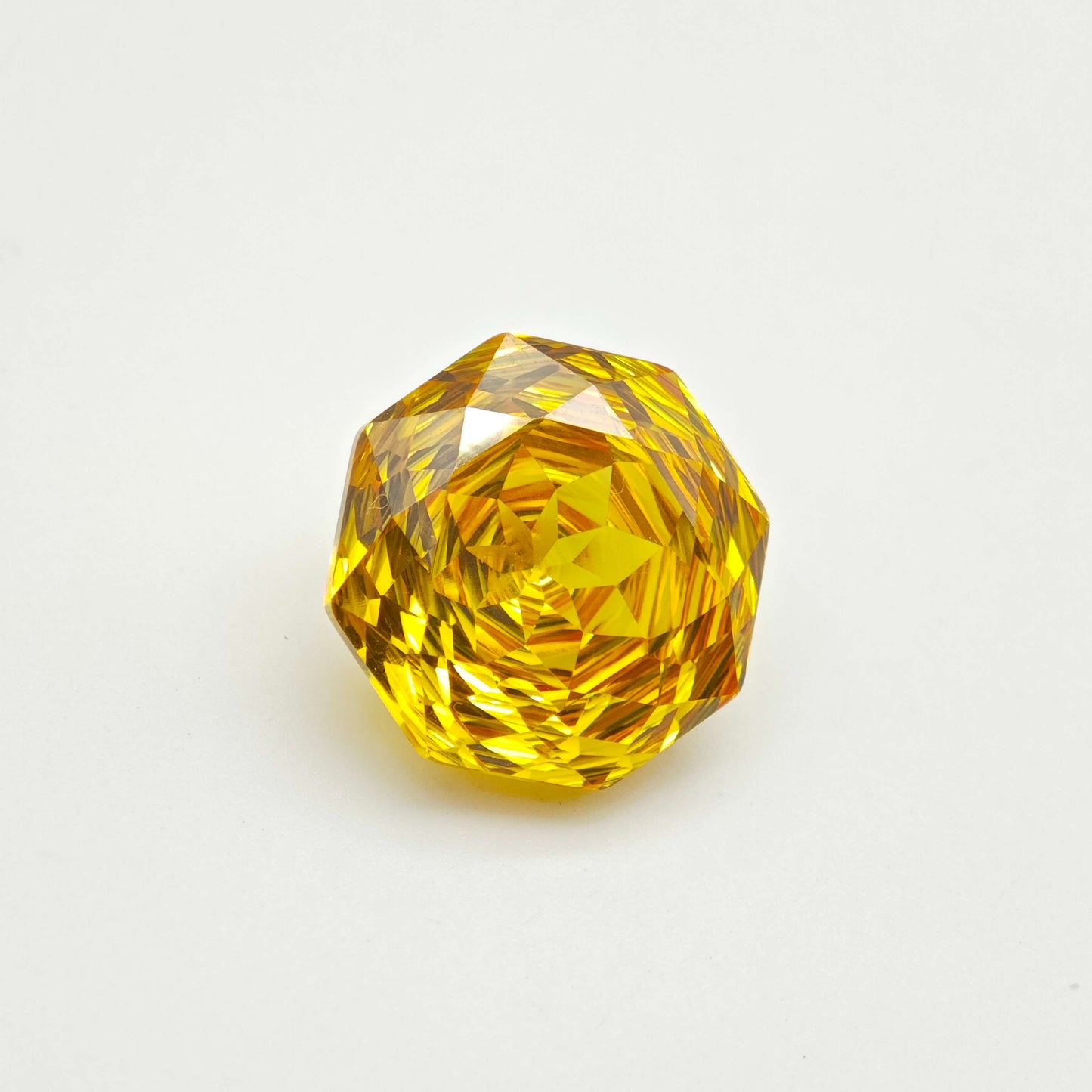 21ct Fancy Cut Champagne Yellow Color Cubic Zirconia  Rose Cut 14mm