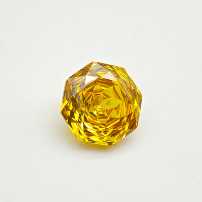 21ct Fancy Cut Champagne Yellow Color Cubic Zirconia  Rose Cut 14mm