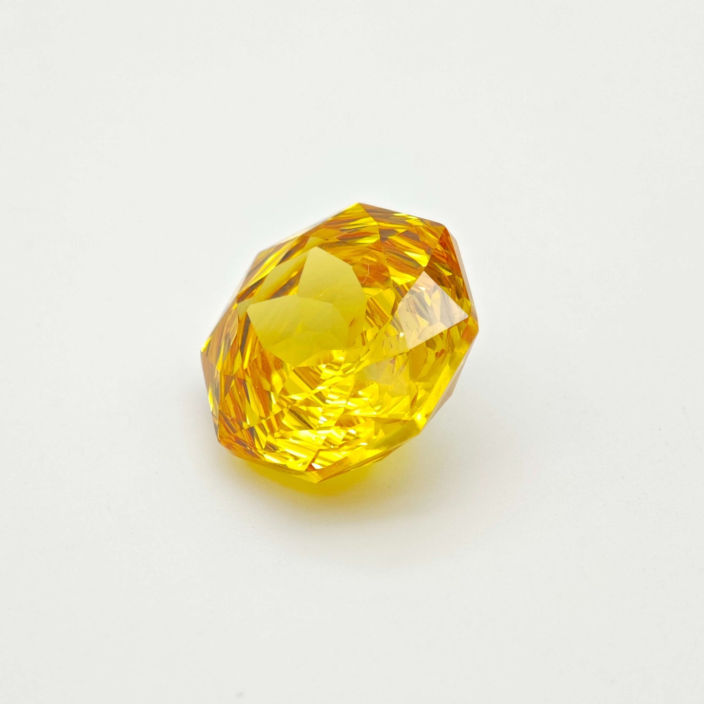 21ct Fancy Cut Champagne Yellow Color Cubic Zirconia  Rose Cut 14mm