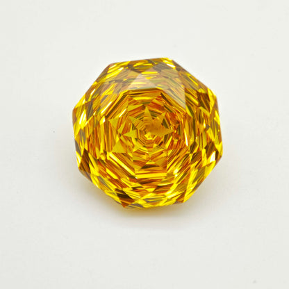 21ct Fancy Cut Champagne Yellow Color Cubic Zirconia  Rose Cut 14mm