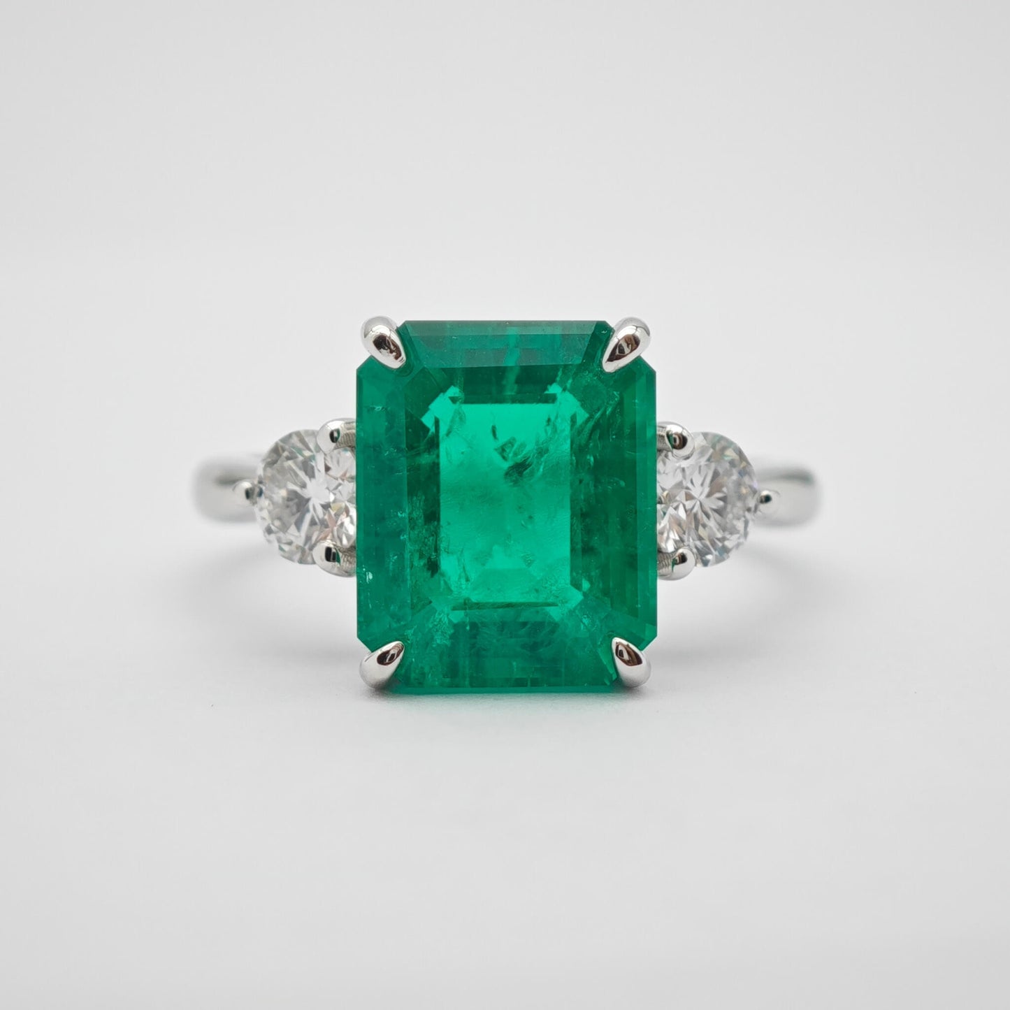 Lab Grown Emerald Ring | 9x11mm 3.7ct Emerald Cut Center Stone | Lab-Grown Diamonds | Platinum Material