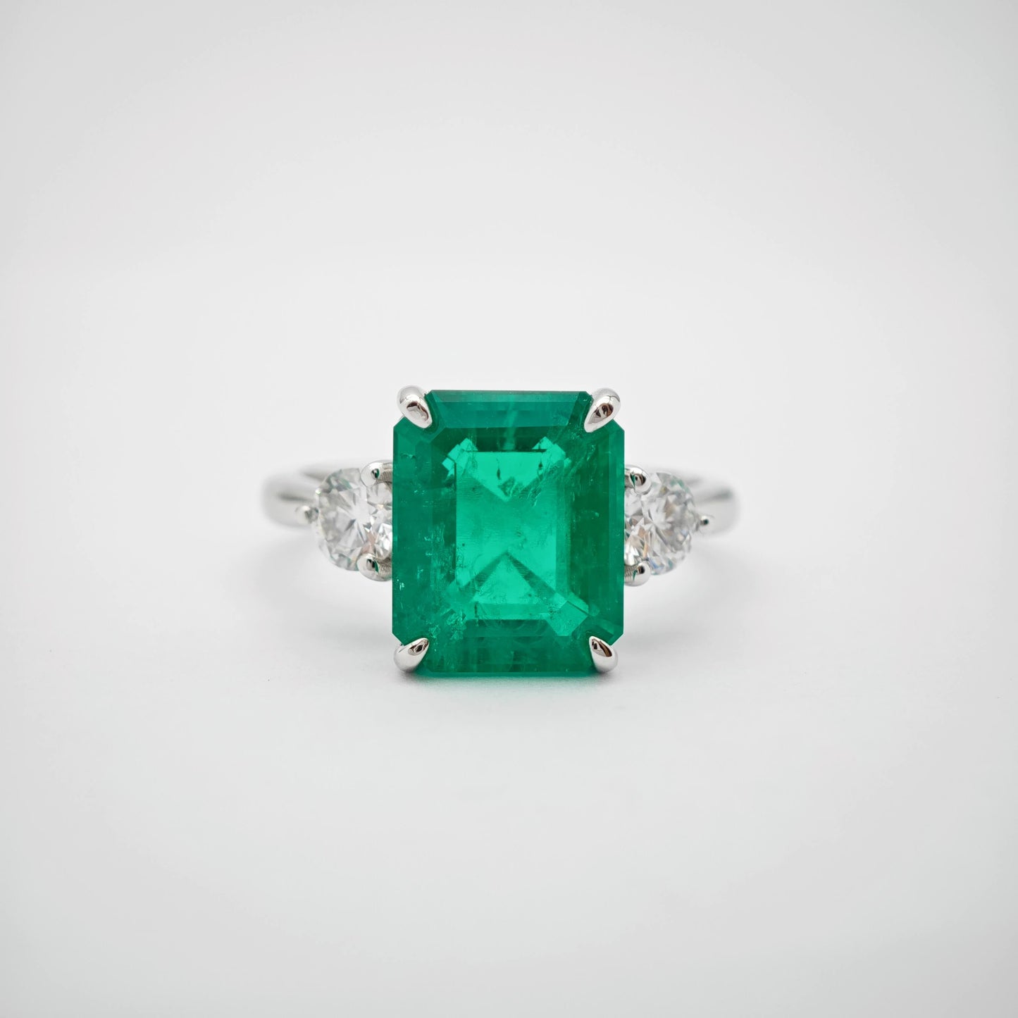 Lab Grown Emerald Ring | 9x11mm 3.7ct Emerald Cut Center Stone | Lab-Grown Diamonds | Platinum Material