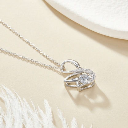 Swans by the Lake – Sterling Silver Moissanite Swan Pendant Necklace