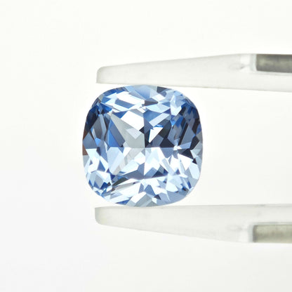 Lab-grown Aquamarine sapphire sky blue color cushion cut 9*9mm