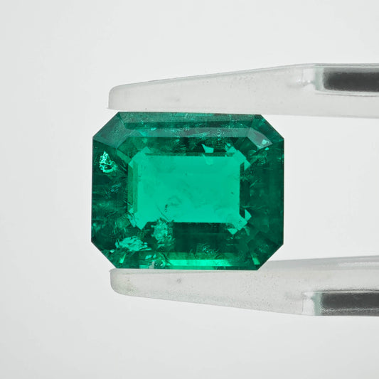 3.7ct Lab-grown Emerald Columbia Green Color Emerald Cut Loose Gemstone