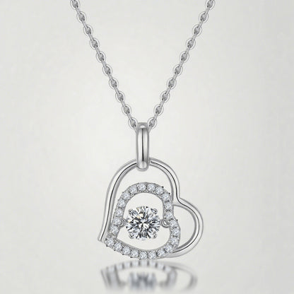 Heart to Heart Moissanite Pendant Necklace in Sterling Silver