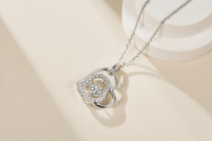 Heart to Heart Moissanite Pendant Necklace in Sterling Silver