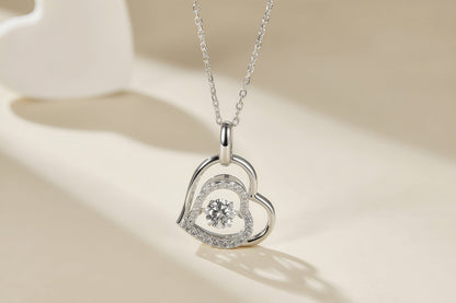 Heart to Heart Moissanite Pendant Necklace in Sterling Silver