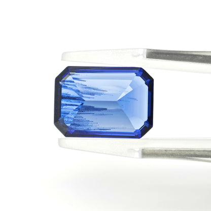 CheraJewelry Lab grown Royal Blue Sapphire Emerald cut 10x14mm