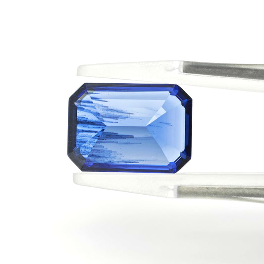 CheraJewelry Lab grown Royal Blue Sapphire Emerald cut 10x14mm