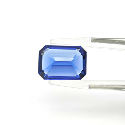 Lab grown Royal Blue Sapphire Emerald cut Loose stone 9.7ct 10x14mm