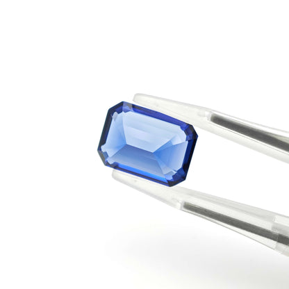 Lab grown Royal Blue Sapphire Emerald cut Loose stone 9.7ct 10x14mm