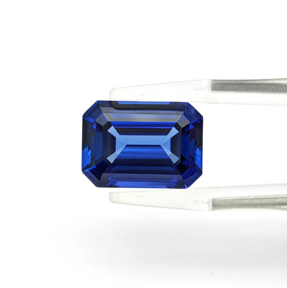 Lab grown Royal Blue Sapphire Emerald cut Loose stone 9.7ct 10x14mm