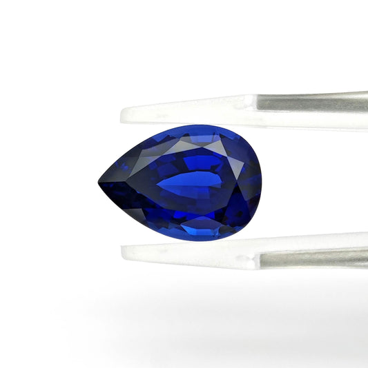 Lab grown Royal Blue Sapphire Pear cut Loose stone 7.5ct 10x14mm