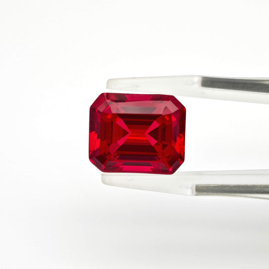 CheraJewelry Lab grown Ruby Emerald cut Loose stone 8.02ct 10x12mm
