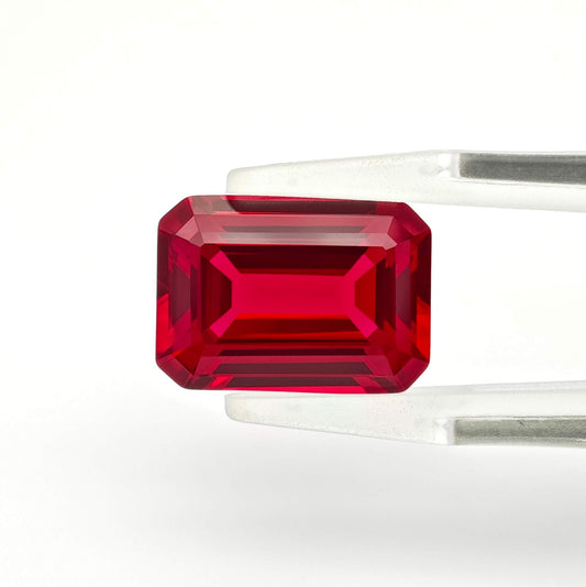 CheraJewelry Lab grown Ruby Emerald cut Loose stone 9.13ct 10x14mm