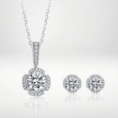 Elegance Moissanite Jewelry Set – Ring, Earrings & Pendant Necklace in Sterling Silver
