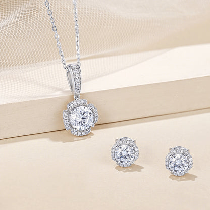 Elegance Moissanite Jewelry Set – Ring, Earrings & Pendant Necklace in Sterling Silver