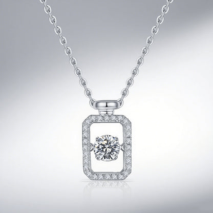 Wishing Bottle – Sterling Silver Moissanite Rectangle Pendant Necklace