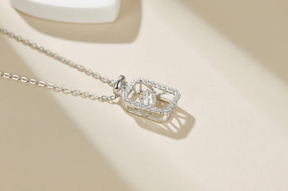 Wishing Bottle – Sterling Silver Moissanite Rectangle Pendant Necklace